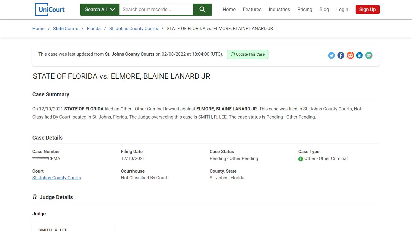 STATE OF FLORIDA vs ELMORE, BLAINE LANARD JR | Court ...